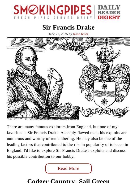 Smokingpipes: Sir Francis Drake | Daily Reader Digest