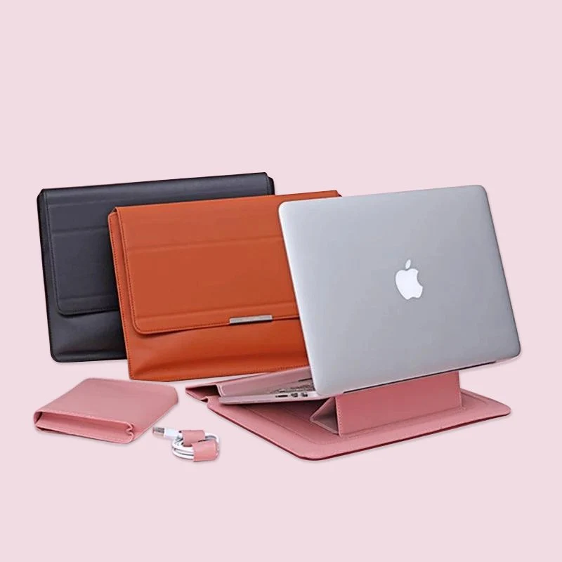 Image of Transformable Vegan Leather Laptop Bag Set (Laptop Stand)
