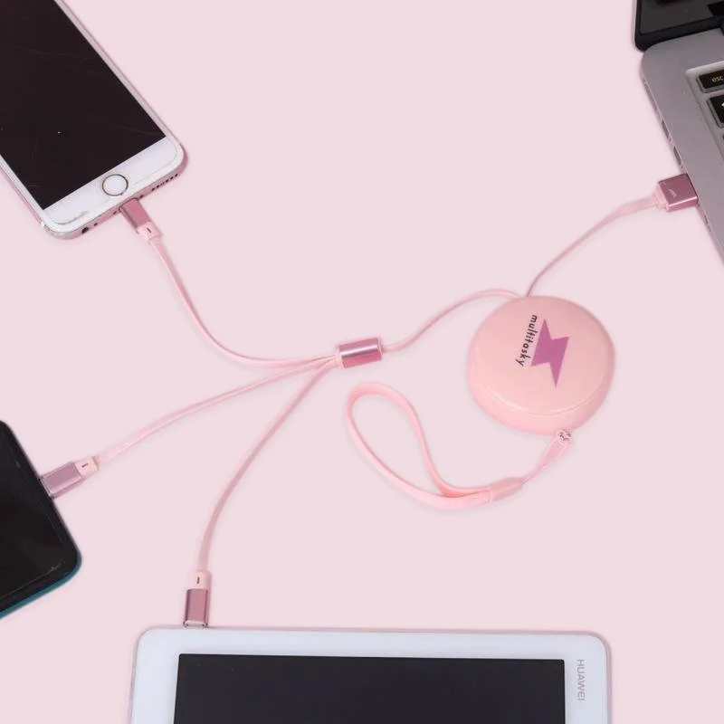 Image of Retractable 3-Port USB Keychain Charger