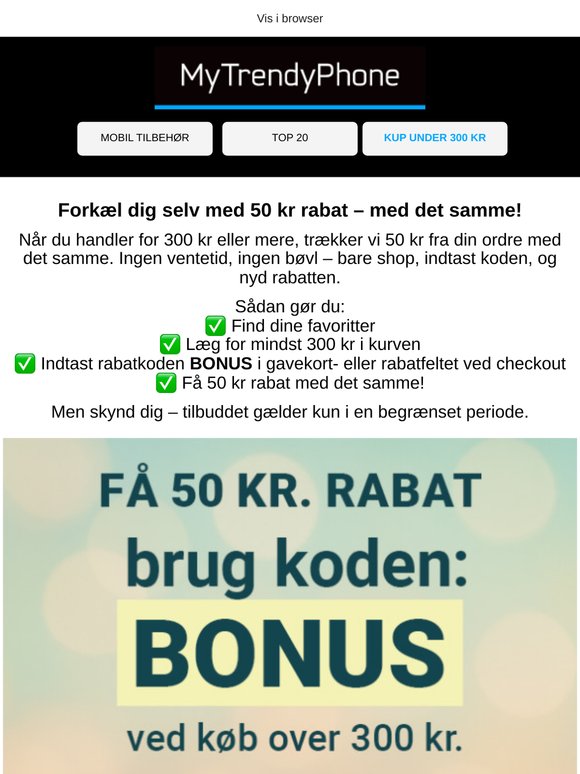 Få 50 kr med dit køb! 💰