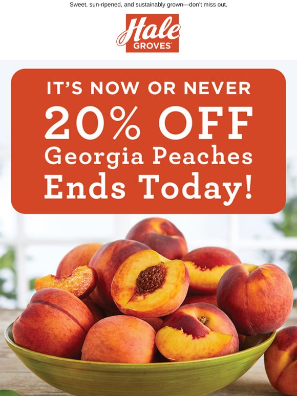 Final Call: 20% Off Georgia Peaches Ends at Midnight! 🍑
