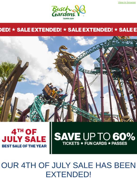 🎇 SALE EXTENDED: Save up to 60% on Tickets, Fun Cards, and Annual Passes!