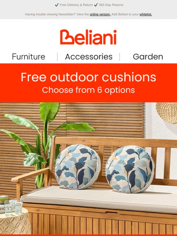 Outdoor cushion set for FREE: 6 options to choose from 🌞