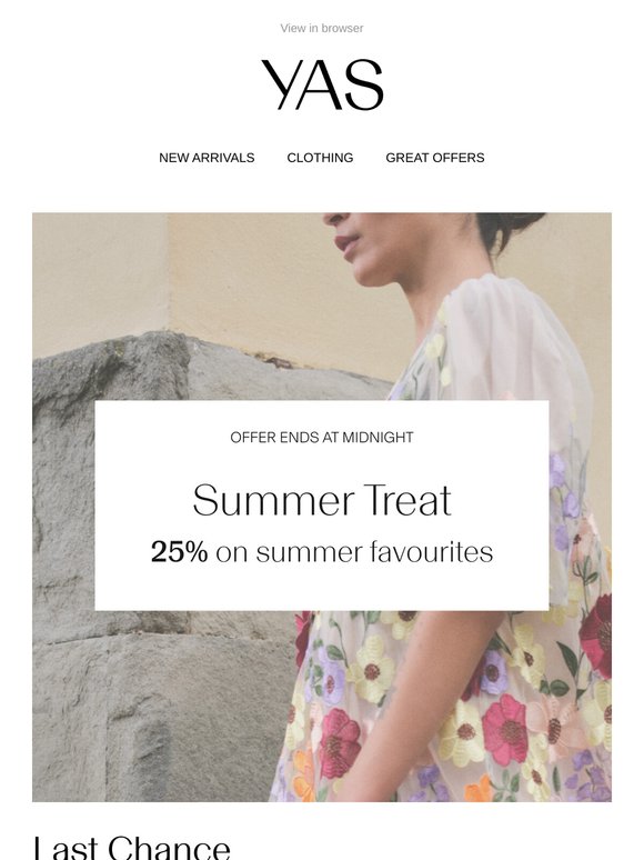 Last chance to get 25% off on summer favourites