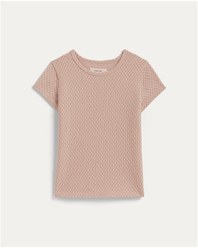 [Image]The Pointelle Short-Sleeve Tee | Rose Smoke