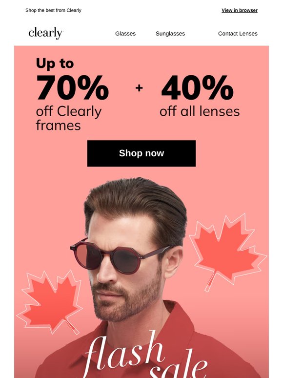Up to 70% off Clearly frames + 40% off all lenses