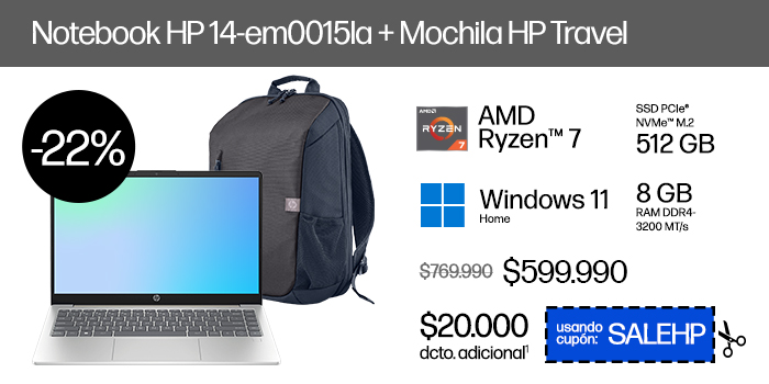 Notebook HP 14-em0015la + Mochila