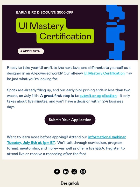 ⭐ Spots are filling fast: Apply now for our UI Mastery Certification