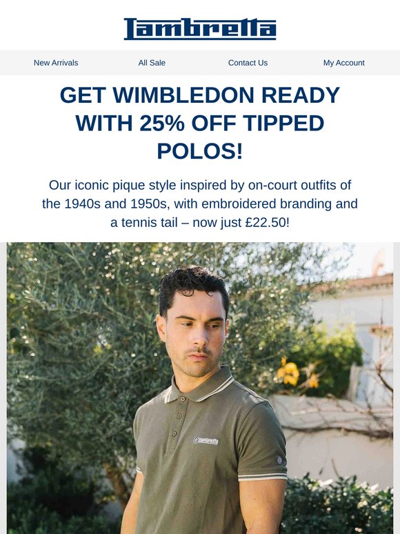 Get Wimbledon Ready With 25% Off Tipped Polos!