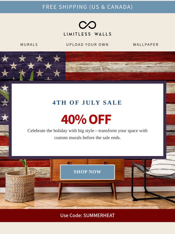 Red, White, & New Walls - 40% Off Through July 3rd!