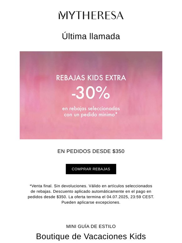 🚨 Última llamada: -30% extra en rebajas Kids seleccionadas