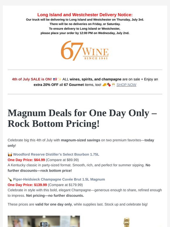 Magnums, Markdowns & More – Celebrate July 4th with Up to 20% Off! 🇺🇸