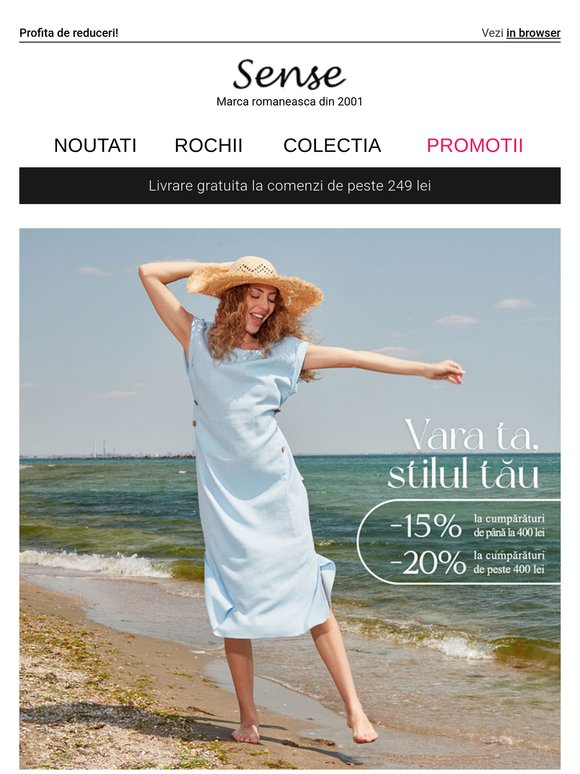 15% și 20% REDUCERE la toată colecția nouă! Vara ta, stilul tău 🌞