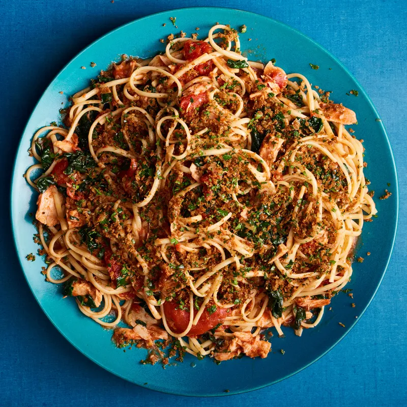 Image may contain: Spaghetti, Food, Pasta, Noodle, Meal, and Dish