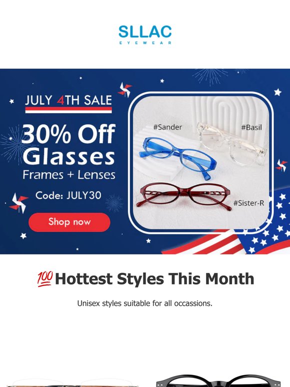 🕶️ Stars, Stripes & 30% Off Glasses!