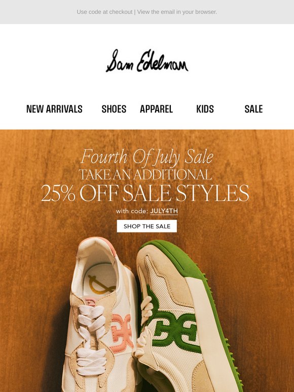 Be the first to shop 25% off sale with code JULY4TH