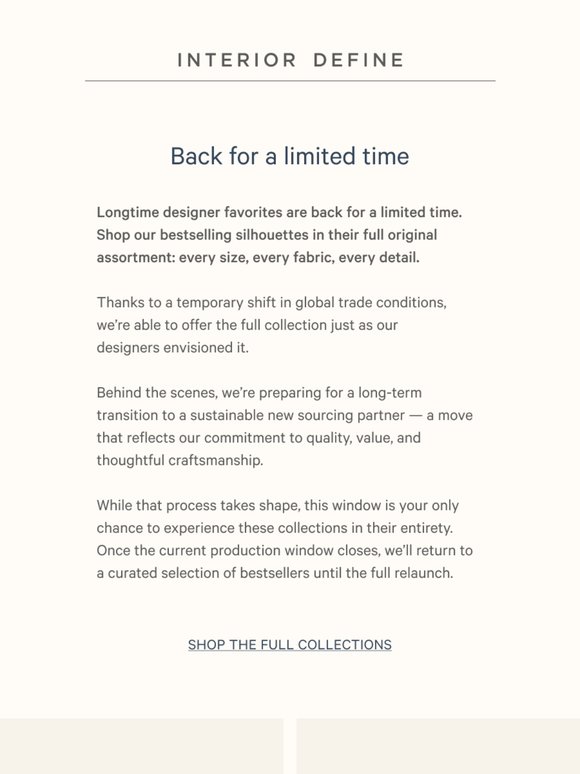 These designer-favorites are BACK FOR A LIMITED TIME