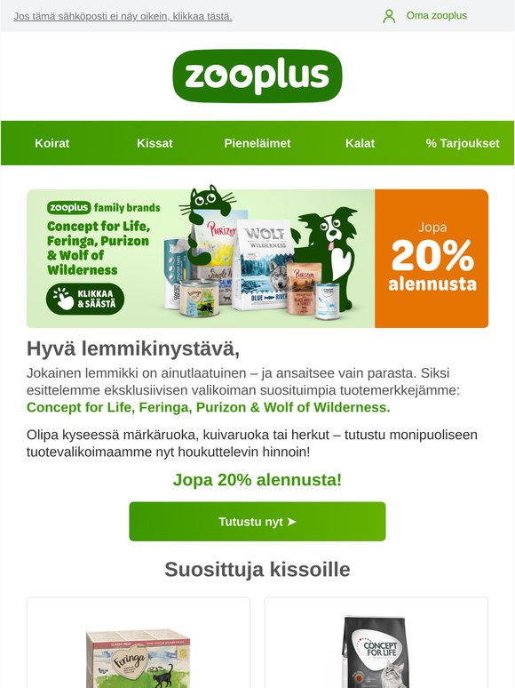 Jopa 20% alennusta suosituimmista tuotemerkeistämme!