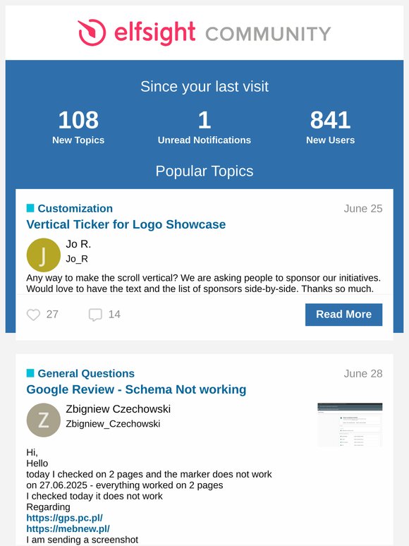 [Elfsight Community] Summary