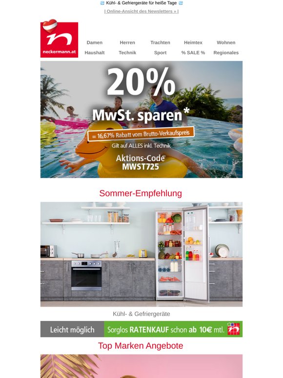 Sommeraktion: 20% MwSt. sparen ☀️