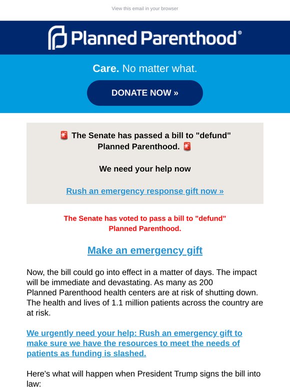 URGENT UPDATE: Senate votes to "defund" Planned Parenthood