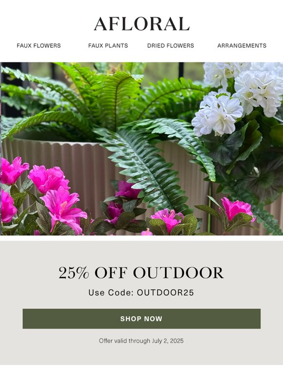 Last Call: 25% Off Outdoor 🪴