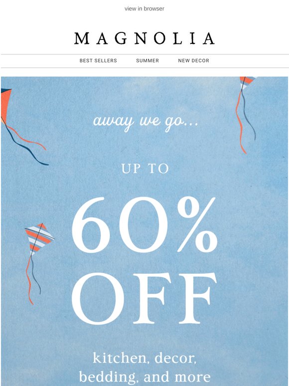 Starting now: up to 60% off