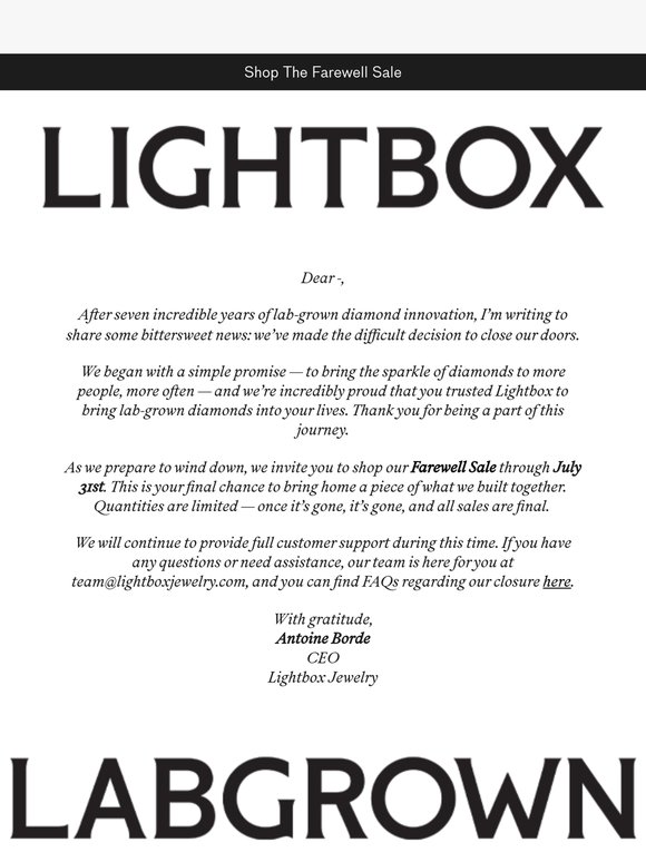 A Heartfelt Thank You — Final Opportunity to Shop