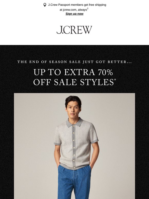 More is more! Up to extra 70% off sale styles starts now.