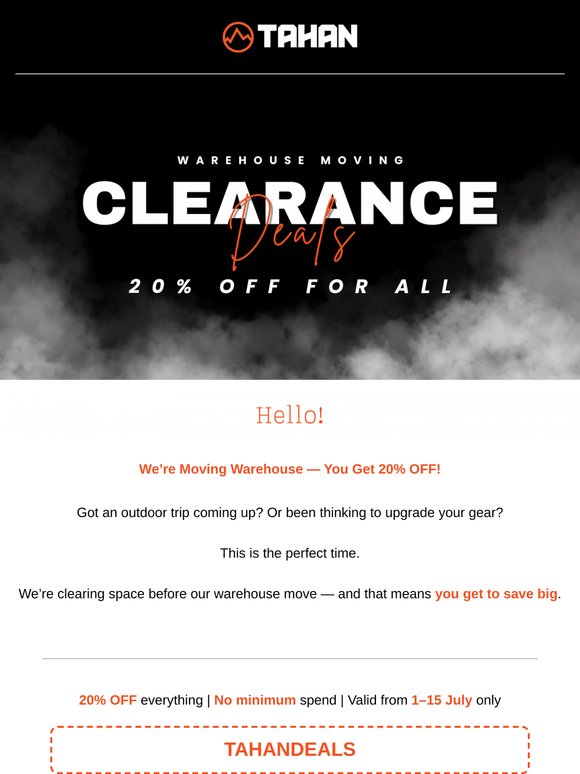 🔥 20% OFF Everything — Warehouse Clearance Starts Now!