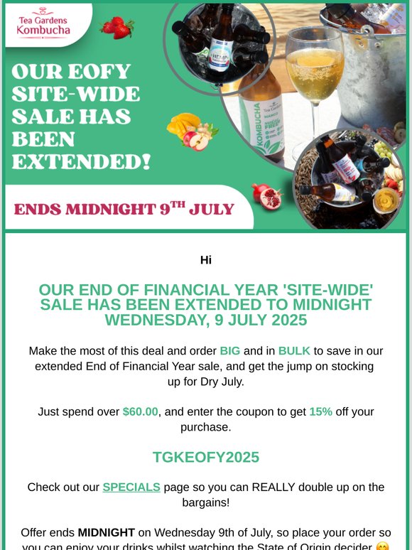 Tea Gardens Kombucha EOFY Sale Has Been Extended!