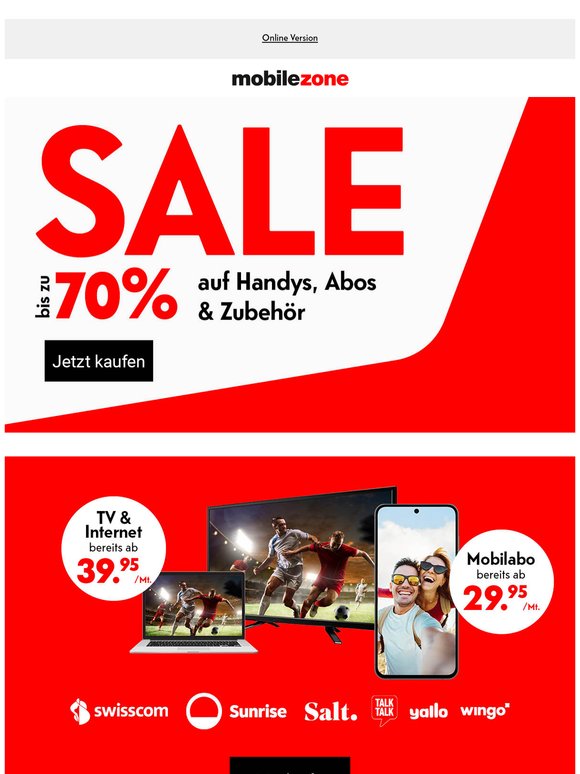—, bis zu 70% auf Handys, Abos und Zubehör