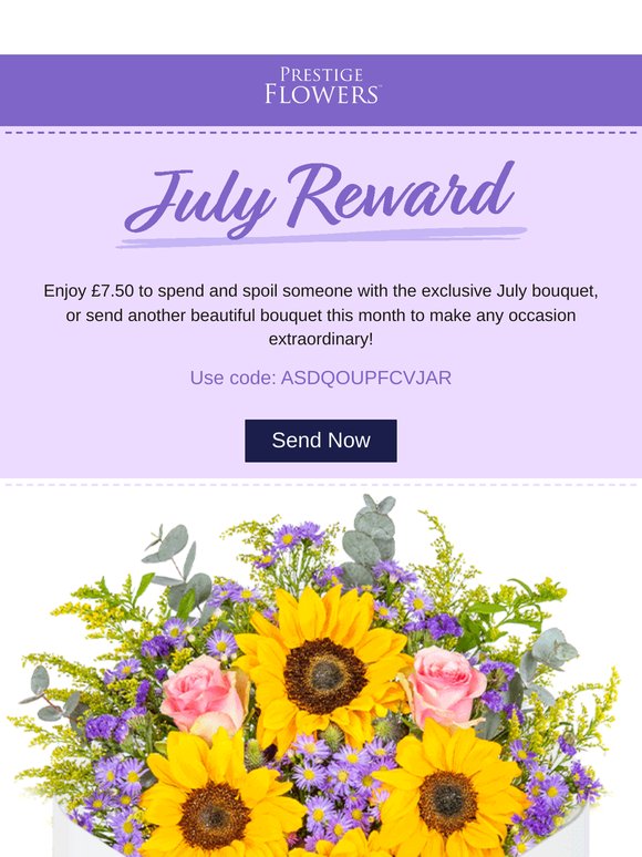 £7.50 to spend in July!💐