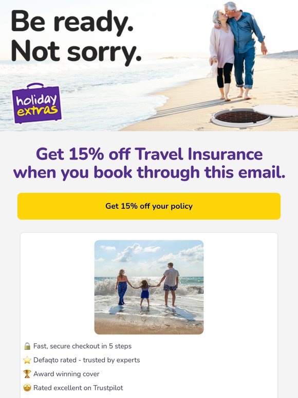Get 15% off travel insurance when you book today 🌍