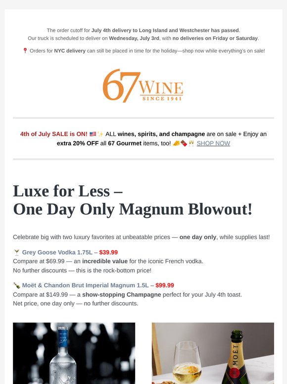 🇺🇸 July 4th Sale Continues – Up to 20% Off, Tastings Today & NY Wine Specials