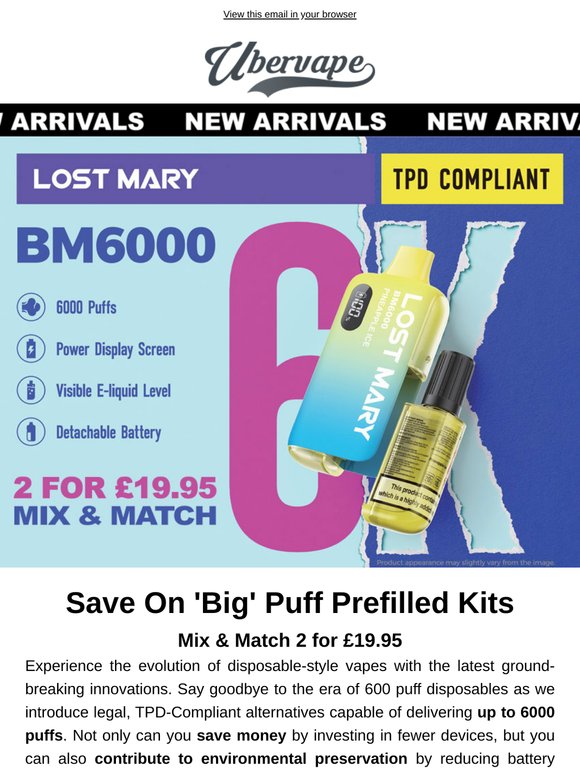 2 for £20: Lost Mary 6k Puff 'Disposable' Pod Kit