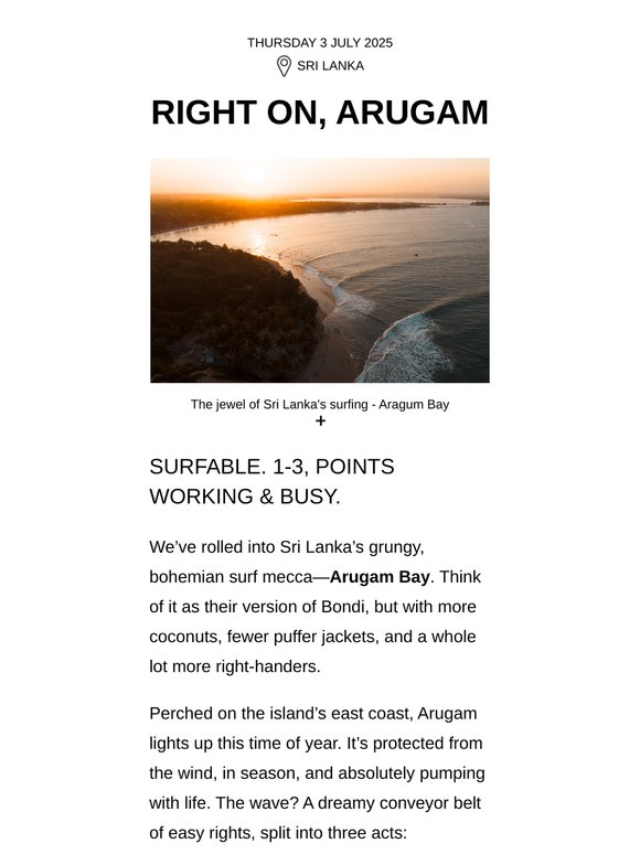 : : Right On, Arugam