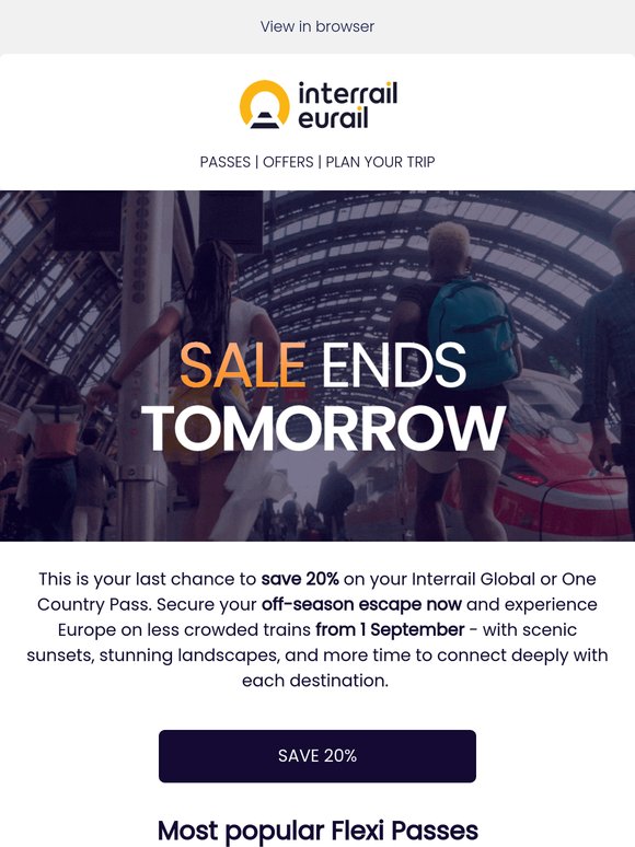 Last chance: 20% off Interrail Passes 🚂