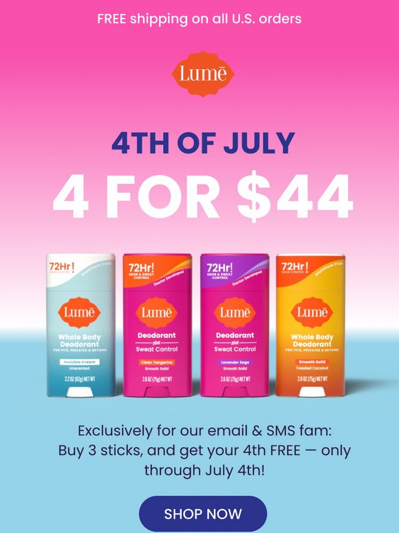 4 for $44 for July 4th! 🎆