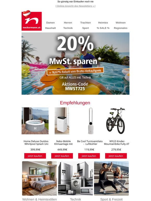 20% MwSt. geschenkt! Mehr drin fürs Geld 🛍️