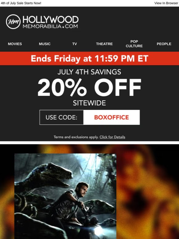 20% OFF Sitewide! Jurassic Park Memorabilia is On Sale!