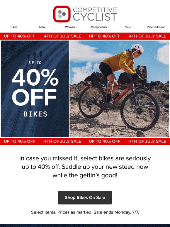 Bikes on sale! Bikes on sale! Bikes on sale!