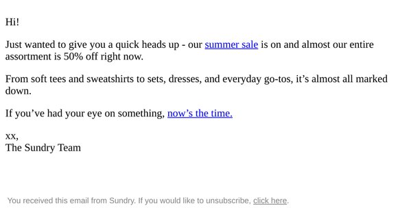 Half off almost everything