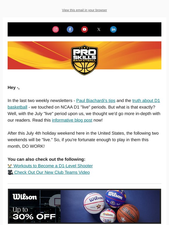 What is the NCAA July Live Period?
