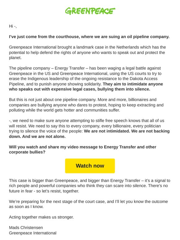 Why Greenpeace International is suing an oil pipeline company