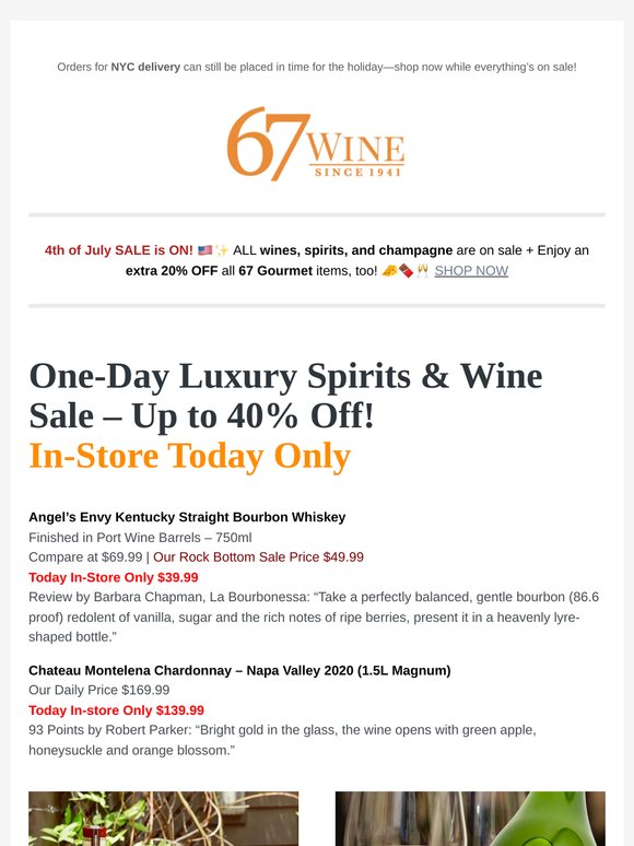 🇺🇸 Today In-Store: 20% Off Select Reds & Whites | Gourmet Cheese & More for July 4th