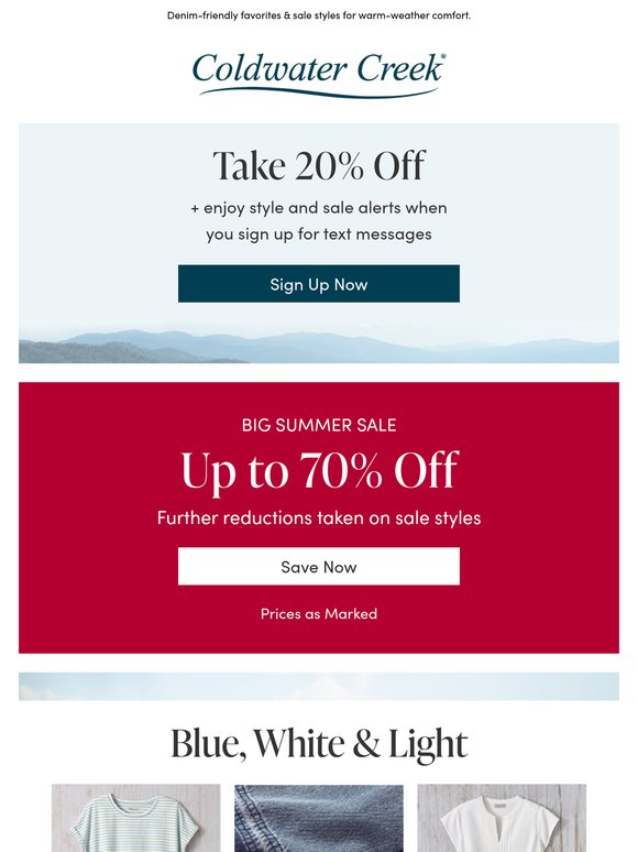Blue & White + Markdowns Reduced Further