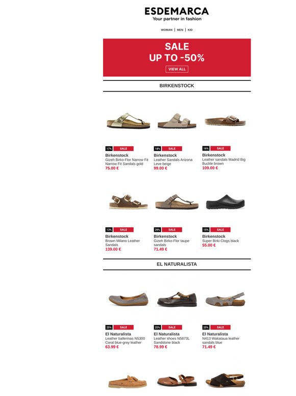 Up to 50% off on footwear that has it all: Birkenstock, El Naturalista and Art 👟