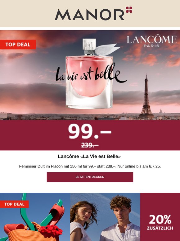 —, Vorname, nur bis 06.07.: Lancôme „La Vie est Belle“ - Nur 99.– & bis zu 70% auf Top-Brands im Sale