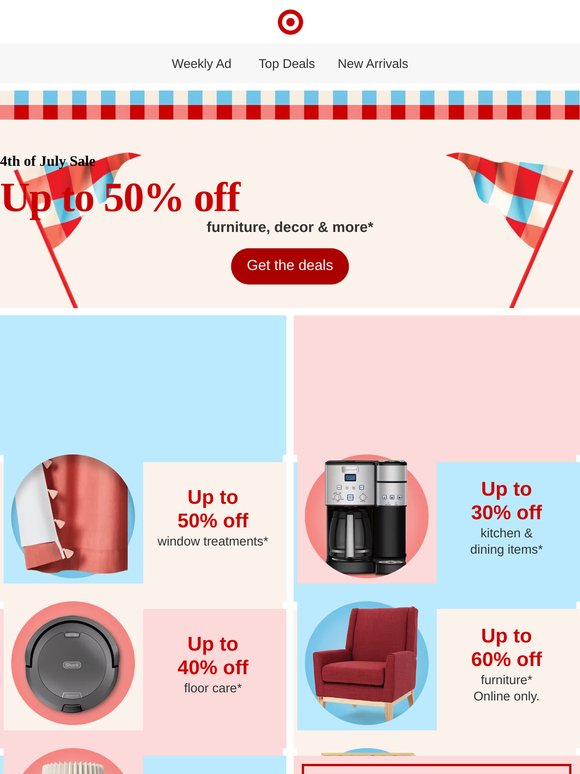 Up to 50% off furniture & more during the 4th of July Sale 🇺🇸